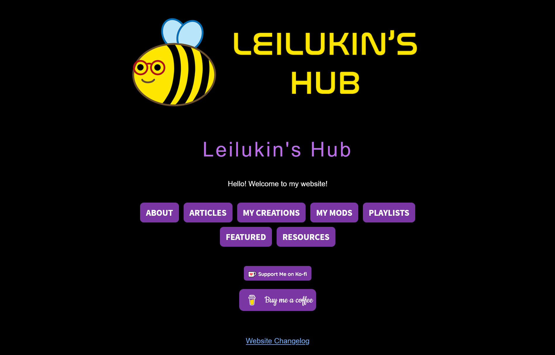 Screenshot of Leilukin's Hub index page during the site's launch on 11 September 2022