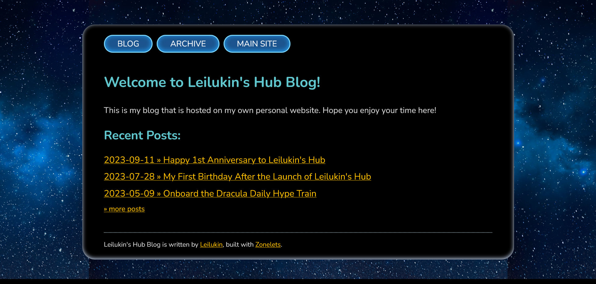 Screenshot of Leilukin's Hub blog on 11 September 2023