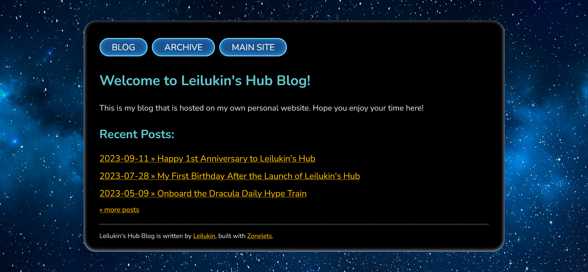 Screenshot of Leilukin's Hub blog on 11 September 2023