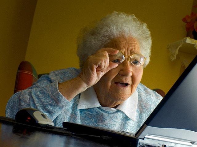 What I look like trying to read your button walls. Grandma-Finds-The-Internet