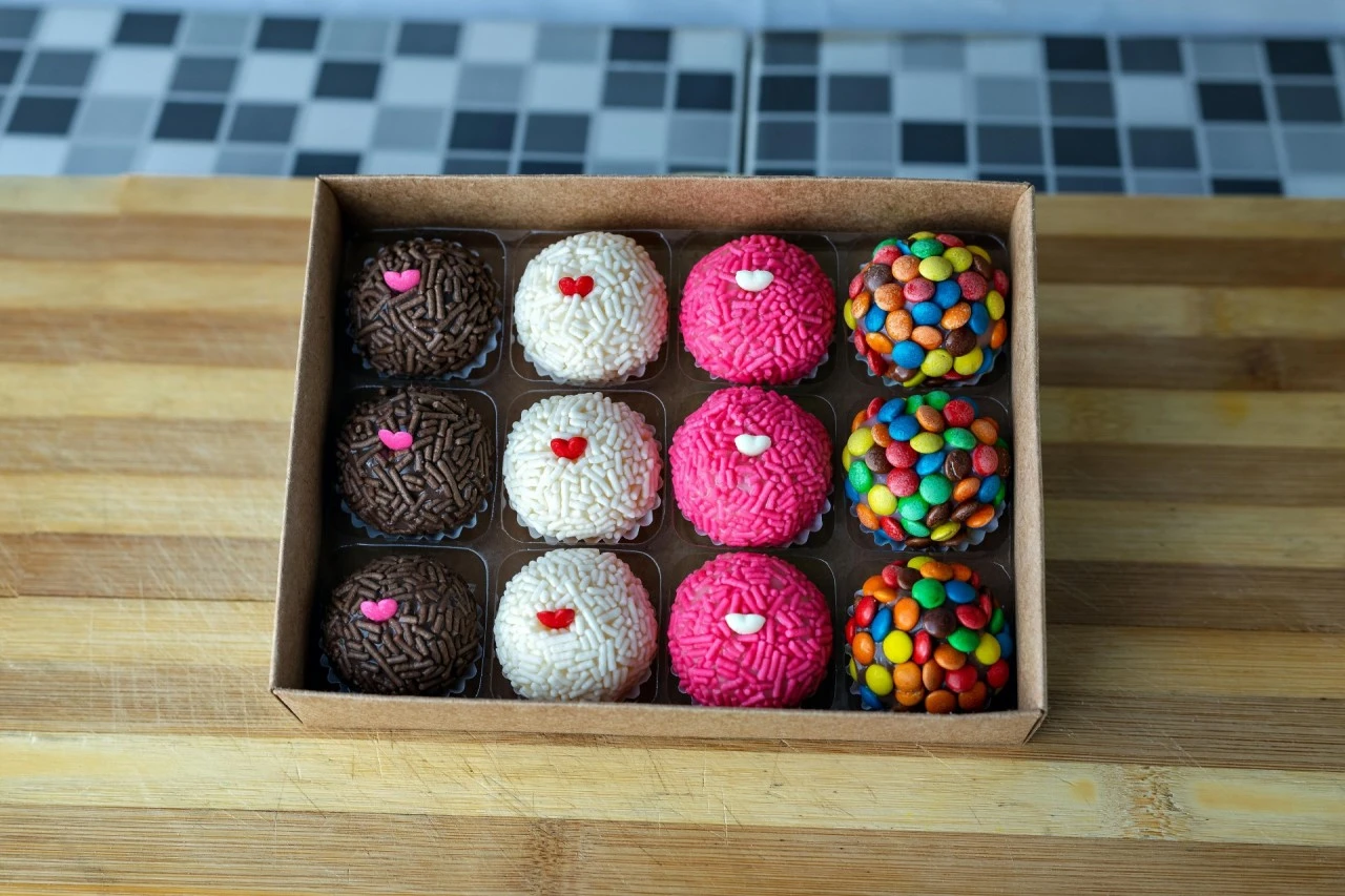 a box of chocolate cupcakes