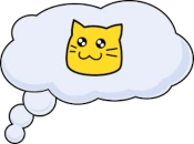 a thought bubble symbolizing baxter's 
                    reaction to a head scrath